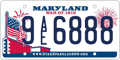 MD license plate 9AE6888