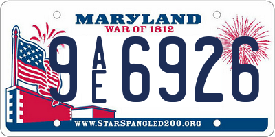 MD license plate 9AE6926