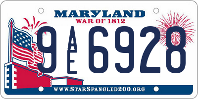 MD license plate 9AE6928