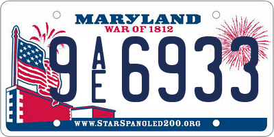 MD license plate 9AE6933