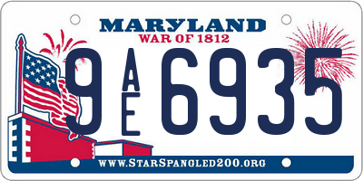 MD license plate 9AE6935