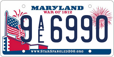 MD license plate 9AE6990