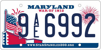 MD license plate 9AE6992
