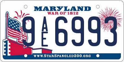 MD license plate 9AE6993