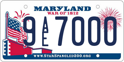 MD license plate 9AE7000