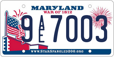 MD license plate 9AE7003
