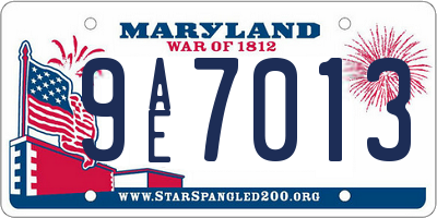 MD license plate 9AE7013