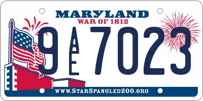 MD license plate 9AE7023
