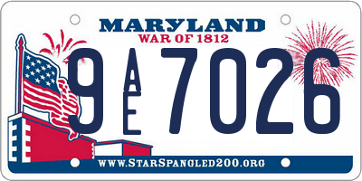 MD license plate 9AE7026