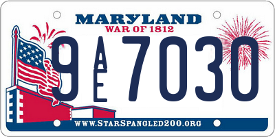 MD license plate 9AE7030