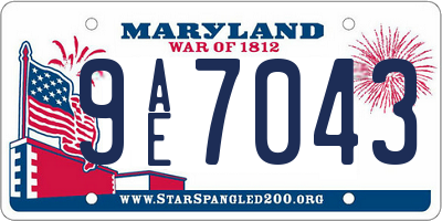 MD license plate 9AE7043