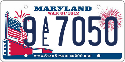 MD license plate 9AE7050