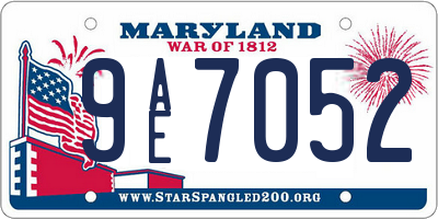 MD license plate 9AE7052