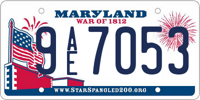 MD license plate 9AE7053