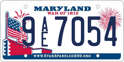 MD license plate 9AE7054