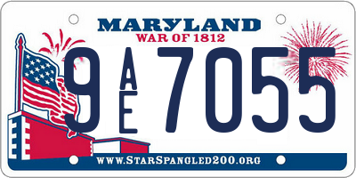 MD license plate 9AE7055