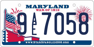 MD license plate 9AE7058