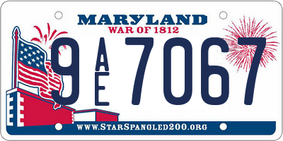 MD license plate 9AE7067