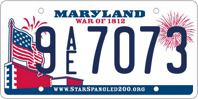 MD license plate 9AE7073
