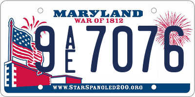 MD license plate 9AE7076