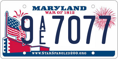 MD license plate 9AE7077