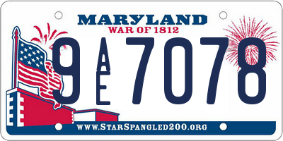 MD license plate 9AE7078