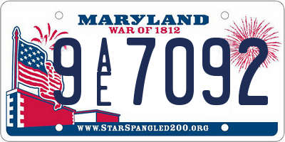 MD license plate 9AE7092