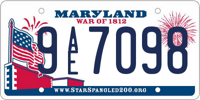 MD license plate 9AE7098