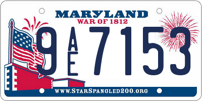 MD license plate 9AE7153