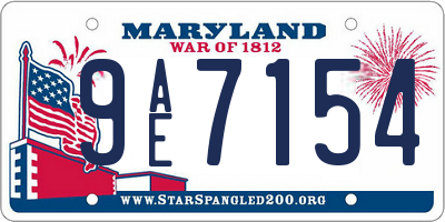 MD license plate 9AE7154
