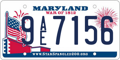 MD license plate 9AE7156