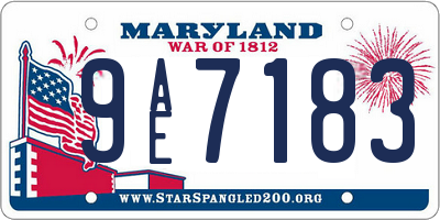 MD license plate 9AE7183