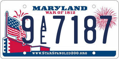 MD license plate 9AE7187