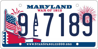 MD license plate 9AE7189