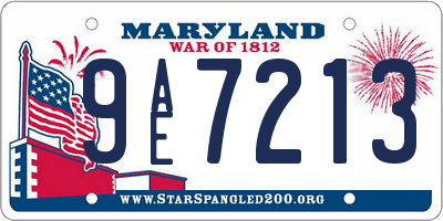 MD license plate 9AE7213