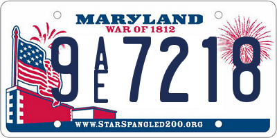 MD license plate 9AE7218