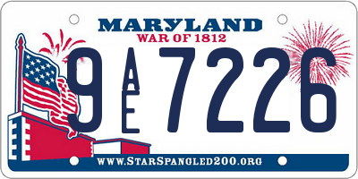 MD license plate 9AE7226