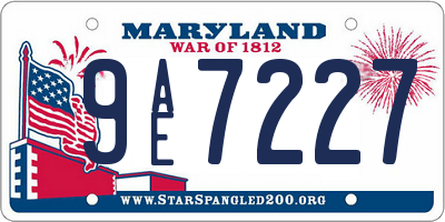 MD license plate 9AE7227