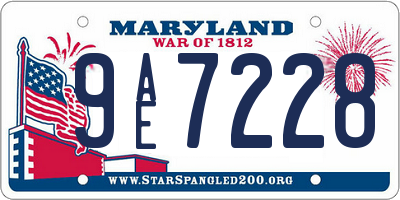 MD license plate 9AE7228