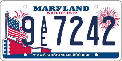 MD license plate 9AE7242