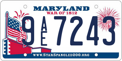MD license plate 9AE7243