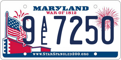 MD license plate 9AE7250