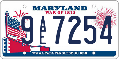 MD license plate 9AE7254