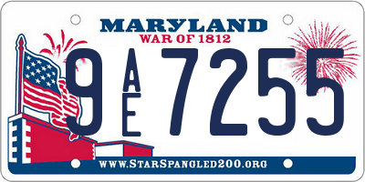 MD license plate 9AE7255