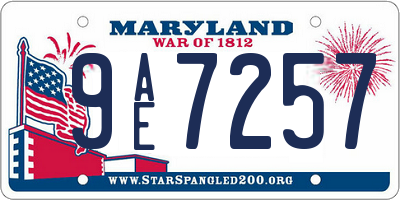 MD license plate 9AE7257