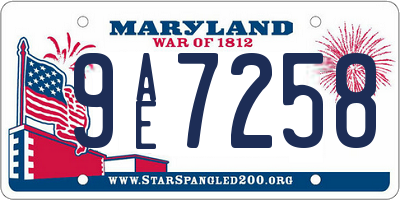 MD license plate 9AE7258
