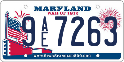 MD license plate 9AE7263