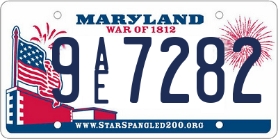 MD license plate 9AE7282