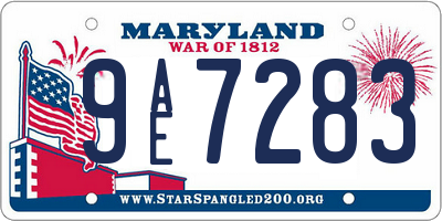 MD license plate 9AE7283