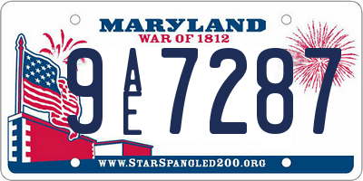 MD license plate 9AE7287